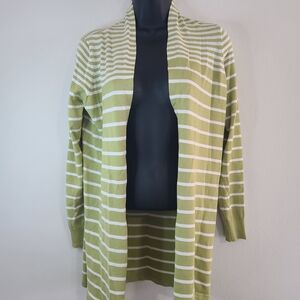 Cyrus Green and White Striped Cardigan